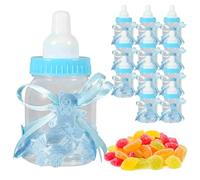 Botella de Caramelo para Baby Shower, 12 Piezas de Botella de Bebé Rellenable, Caja de Regalo de Caramelo, Estilo Alimentador, Mini Botella, Niño, Niña, Recién Nacido, Bautismo, Cumpleaños(Blue)
