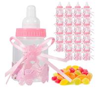 Botella de Caramelo para Baby Shower, Botella de Bebé Rellenable, Caja de Regalo de Caramelo, Estilo Alimentador, Mini Botella, Recién Nacido, Bautismo, Cumpleaños (Rosa-24Pcs)