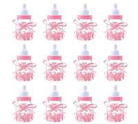 Botella de Caramelo Reutilizable Biberones Dulces Botella con Mini Chupete de Decoración para Ducha Baby Shower Fiesta de Bautismo 12 Pcs Rosa