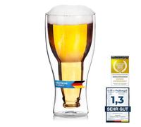 Botella de cerveza de doble pared Inside Out Upside Down en vidrio (1 vaso) | Ilusión óptica única: botella invertida dentro del vaso - vidrio borosilicato apto para lavavajillas