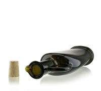 Botella de cristal de 500 ml 'Eleganta', ovalada, verde antiguo, boca: corcho