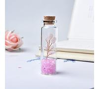 Botella De Cristal Natural Para Deseos, Árbol De La Suerte, Piedra Curativa, Piedras Naturales Pulidas, Botella De Deriva De La Suerte, Regalos DIY Para Niños,Cuarzo Rosa