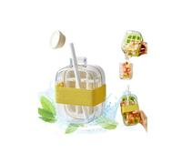 Botella de cubitos de hielo 2 en 1 con popote, taza de molde IceCube actualizada 2026 con bandeja de hielo integrada, bandeja de hielo de mano sin contacto para café helado, jugo, refrescos y otras