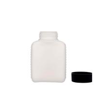 Botella de cuello ancho de 250 ml, rectangular, plástico de HDPE, natural, boca: DIN 40 EPE