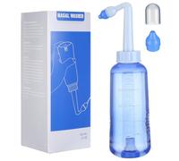 Botella de Enjuague Sinusal de 500ml Plástico para Irrigación Nasal | Protector Jeringa Lavado Nasal, Control de Flujo, Uso Invertido, Dos Boquillas, Azul