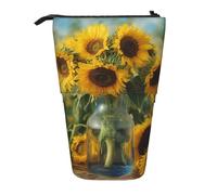 Botella De Girasoles Retráctil Estuche Vertical Vertical Estuche Dos En Uno Con Cremallera Organizador Cosmético Para Adolescentes Bolígrafos Escolar