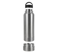 Botella de hidratación con compartimento , botella deportiva de acero inoxidable aislada al vacío, térmica, diseño de almacenamiento , tapa a prueba de fugas, uso al aire libre, gimnasio
