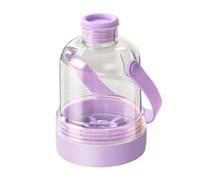 Botella de hielo 2 en 1 con bandeja de hielo sin contacto, botella de agua a prueba de fugas y reutilizable, fácil de presionar para viajes, gimnasio, oficina, bebidas, uso al aire libre (morado)