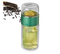 Botella De Infusión De Té: Vaso De Té De Vidrio De Doble Capa, Filtro De Acero Inoxidable, 280-420 Ml, Preparación Fría Y Caliente, Separación De Hojas Y Agua, Viajes Uso Doméstico | Flor, Hojas Sue