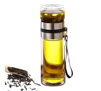 Botella de infusor de té de vidrio - aislamiento térmico de doble pared, taza de viaje a prueba | de elaboración de té de hojas a granel, diseño de separación de agua portátil, Home Off