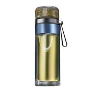 Botella de infusor de té de vidrio de 450 ml, taza de té transparente, botella portátil de separación de té y agua para bolsas de té de hierbas de flores de hojas sueltas (Blue)