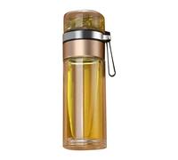 Botella de infusor de té de vidrio de 450 ml, taza de té transparente, botella portátil de separación de té y agua para bolsas de té de hierbas de flores de hojas sueltas (Gold)