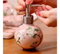 Botella de jabón Dispensador De Jabón Cerámica For Baño, Cocina, Ducha, Redondo, Forma Bola, Decorativo, Estilo Vintage Chino Dispensador de jabón(Pink)