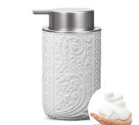 Botella de jabón Dispensador De Jabón Espuma Cerámica For Baño con Bomba Plateada, Loción Rellenable Dispensador de jabón(Beige)