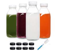 Botella de leche de vidrio YEBODA de 32 oz con tapas de pl stico a prueba de manipulaciones (paquete de 4)