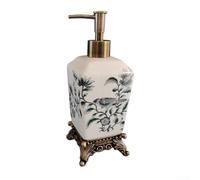 Botella de loción decorativa vintage recargable, bomba de mano para lociones y geles de ducha, ligera y portátil para fácil transporte (D - 340 ml)
