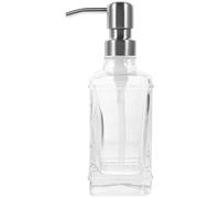 Botella de Loción para Baño de Vidrio Transparente Bomba | Acero Inoxidable, Superficie Lisa y Base Firme, para Champú y Aceite en Baño u Hogar