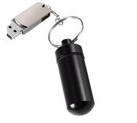 Botella de medicina para exteriores, llavero de aleación de aluminio, mini organizador de píldoras impermeable, colgante portátil para pastillas de viaje con llavero, de metal hermética para
