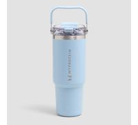 Botella de metal reciclado con asa superior y pajita de Myprotein 900 ml - Azul bebé