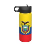 Botella de paja de acero inoxidable con diseño de bandera de Ecuador