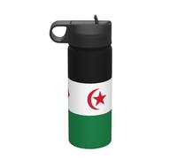 Botella de paja de acero inoxidable con diseño de bandera del Sáhara Occidental, artefacto de aislamiento de viaje al aire libre