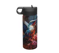 Botella de paja de acero inoxidable para el ocio, diseño de colibrí