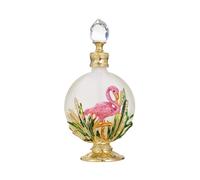 Botella de perfume decorativa de cristal esmaltado vintage de 30 ml con diseño de flor de flamenco, contenedor de aroma rellenable, mini dispensador de perfume, decoración de mesa, transparente