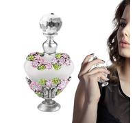 Botella de perfume flores - esmaltada vintage vacía, regalo romántico pintado a mano | Decoración del hogar estilo para mujeres, elegante, exhibición coleccionable tocador, decoración d