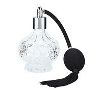 EXFEA Botella de perfume recargable de estilo retro con un patrón tallado único, atomizador para botellas de cristal vacías con borla, 80 ml