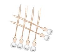 Botella de Perfume Vacía para Colgar Coche 10ml, 6 Piezas | Cristal Transparente y Madera, Diseño Cilíndrico, para Aceites Esenciales, Aroma Interior y Cambio Sencillo