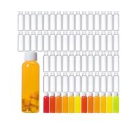 Botella de plástico para zumo 100 botellas de plástico transparente 2 oz, minibotellas jugo con tapa rosca, pequeñas vacías reutilizables for líquidos, recipientes for congelar bebidas(White cap)