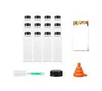 Botella de plástico para zumo :6/12/18 Botellas de jugo 500 ml con tapas, botellas reutilizables vacías transparentes embudo cepillo y etiquetas for batidos otras bebidas(12 Pieces)