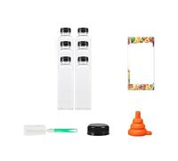 Botella de plástico para zumo :6/12/18 Botellas de jugo 500 ml con tapas, botellas reutilizables vacías transparentes embudo cepillo y etiquetas for batidos otras bebidas(6 Pieces)