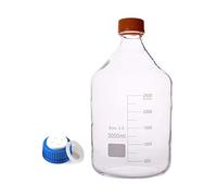 Botella de reactivo de almacenamiento de medios redonda de vidrio de borosilicato con tapa de fase móvil de 4 orificios GL45 - Capacidad de 100 ml a 20000 ml(5000ml)