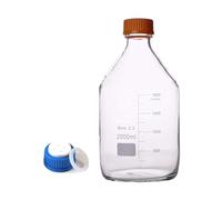 Botella de reactivo de almacenamiento de medios redonda de vidrio de borosilicato con tapa de fase móvil de 4 orificios GL45 - Capacidad de 100 ml a 20000 ml(2000ml)