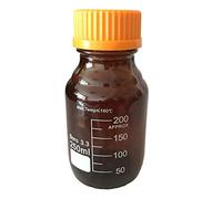 Botella de reactivo graduada de vidrio de borosilicato, ámbar, con tapón de rosca de polipropileno GL45, esterilizable en autoclave, 100ml a 20000ml, 1 ud.(250ml)