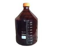 Botella de reactivo graduada de vidrio de borosilicato, ámbar, con tapón de rosca de polipropileno GL45, esterilizable en autoclave, 100ml a 20000ml, 1 ud.(5000ml)