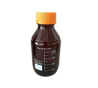 Botella de reactivo graduada de vidrio de borosilicato, color ámbar, con tapón de rosca de polipropileno GL45, esterilizable en Autoclave, 1 ud.(500ml)