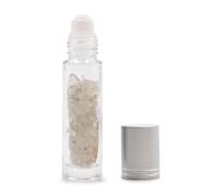Botella de rodillo de aceite esencial de piedras preciosas - Cuarzo de roca - Tapa plateada