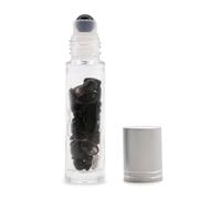 Botella de rodillo de aceite esencial de piedras preciosas - Turmalina negra - Tapa plateada