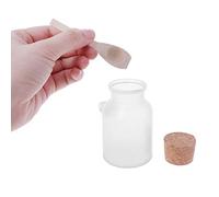 Botella de sal de baño con cuchara de madera y tapón de almacenamiento de corcho suave para monedas, cuentas, joyas, aretes, caja de almacenamiento para botellas, cesta de vidrio, contenedor
