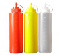 Botella de Salsa,3 Pcs 1000ml Dispensador Salsas,Botellas de Salsa Exprimibles para Cocinar,Ninguna Fuga,para Condimentos,Salsa de Tomate, Mostaza, Mayonesa,Salsa Picante(Rojo,Amarillo,Blanco).