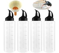 Botella De Salsa De Plástico 4 Piezas 350ml Dispensador De Botellas Exprimible Con Tapas Squeeze Bottle Biberone Cocina De Condimentos Para Mostaza, Mayonesa, Aceite De Oliva, Con Embudo