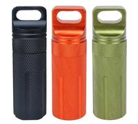 Botella de sellado impermeable para píldoras, cápsula de supervivencia de metal, tanque para caza, camping, montañismo (cabeza redonda, negro, naranja y verde)