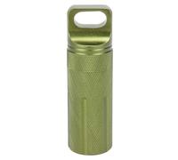 Botella de sellado impermeable para píldoras, cápsula de supervivencia de metal, tanque para caza, camping, montañismo (cabeza redonda, verde)