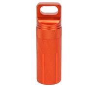 Botella de sellado impermeable resistente al agua, soporte de píldoras de metal, cápsula de supervivencia, tanque para caza, camping, montañismo (cabeza redonda, naranja)
