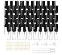 Botella de Spray: Bote Spray Botellas Vacía, 60 Piezas 3 ml Botella de Spray Vacía, Botellas Pulverizadoras de Vidrio con Embudos y Pipetas, Niebla Fina Atomizador de Viaje para Perfume, Cosméticos