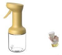 Botella de spray de aceite de vidrio para freidora de aire con control preciso de niebla fina y función de goteo sin desorden (450 ml, amarillo)