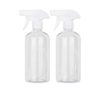 Botella de spray de plástico de 16 onzas con gatillo vacío, recipiente rellenable transparente para agua, productos de limpieza, pulverizador de cabeza ajustable y corriente (paquete de 2)