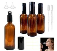 Botella de Spray de Vidrio Ámbar de 100 ml, Pulverizador Pequeño con Nebulizador Fino, para Aceites Esenciales, Aromaterapia, Perfumes, Limpieza, Viajes, Agua, Farmacia y Laboratorio, Pack de 4 Piezas